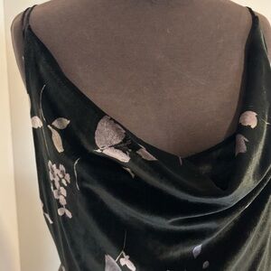 MIKAI velvet Black and Purple Floral dress.